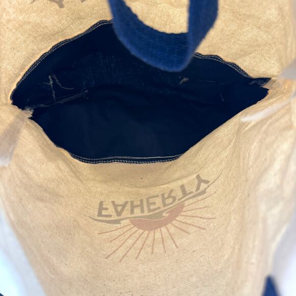 Faherty Canvas Lightweight Reusable Tote Bag Branded Cream Blue - Picture 8 of 8